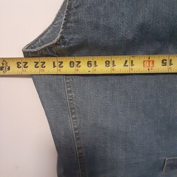 Vtg 90s Arizona Jean Company Denim Blue Vest Western Aztec Boho Mens Size L - Picture 6 of 7